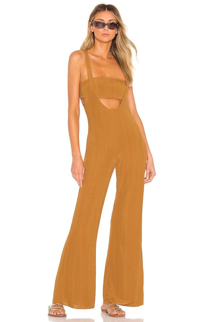 House of Harlow x REVOLVE Morin Toffee Wide Leg Jumpsuit S